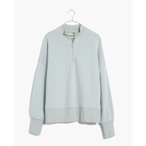 Madewell Airyterry Sage Half‎ Zip Oversized Sweatshirt Pullover Women size Small
